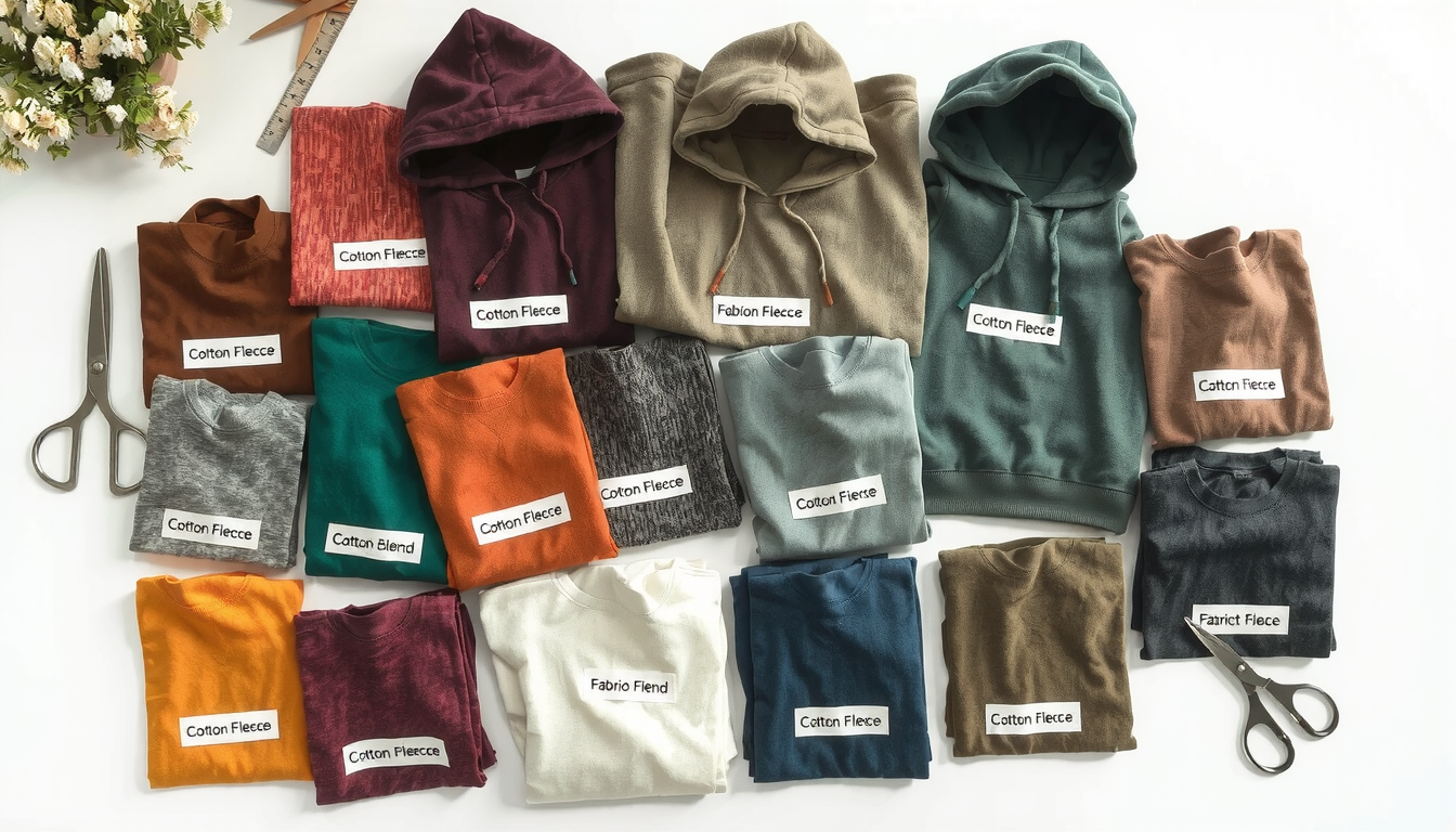 Hands cutting hoodie neckline with scissors showing fabric texture and cutting technique