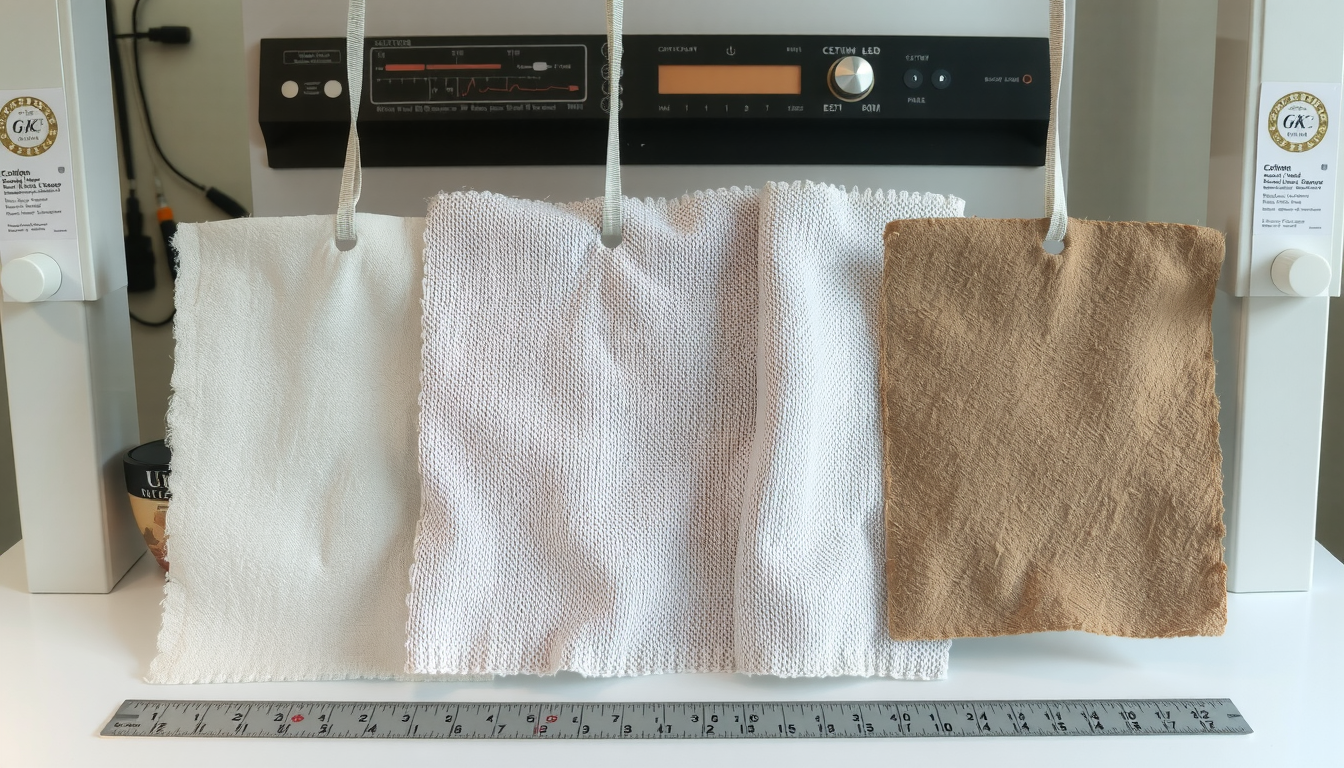 Person examining fabric labels on shrunken hoodie to determine unshrinking method based on material type