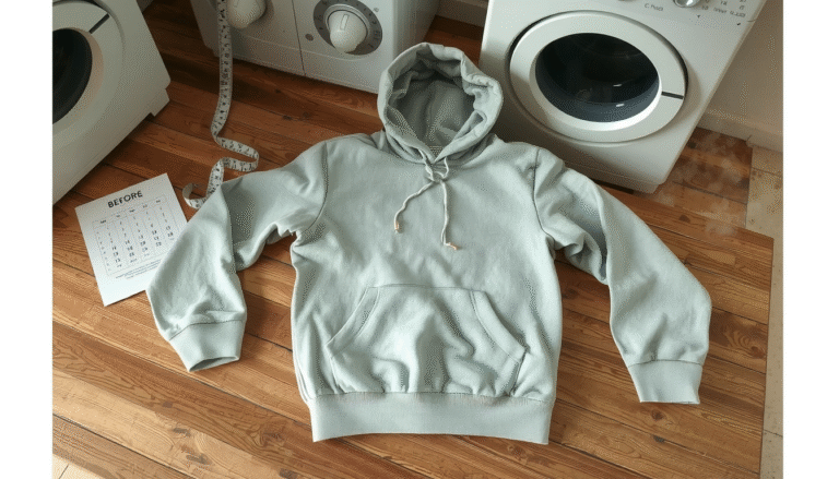 Cotton hoodie being shrunk in washing machine with hot water setting