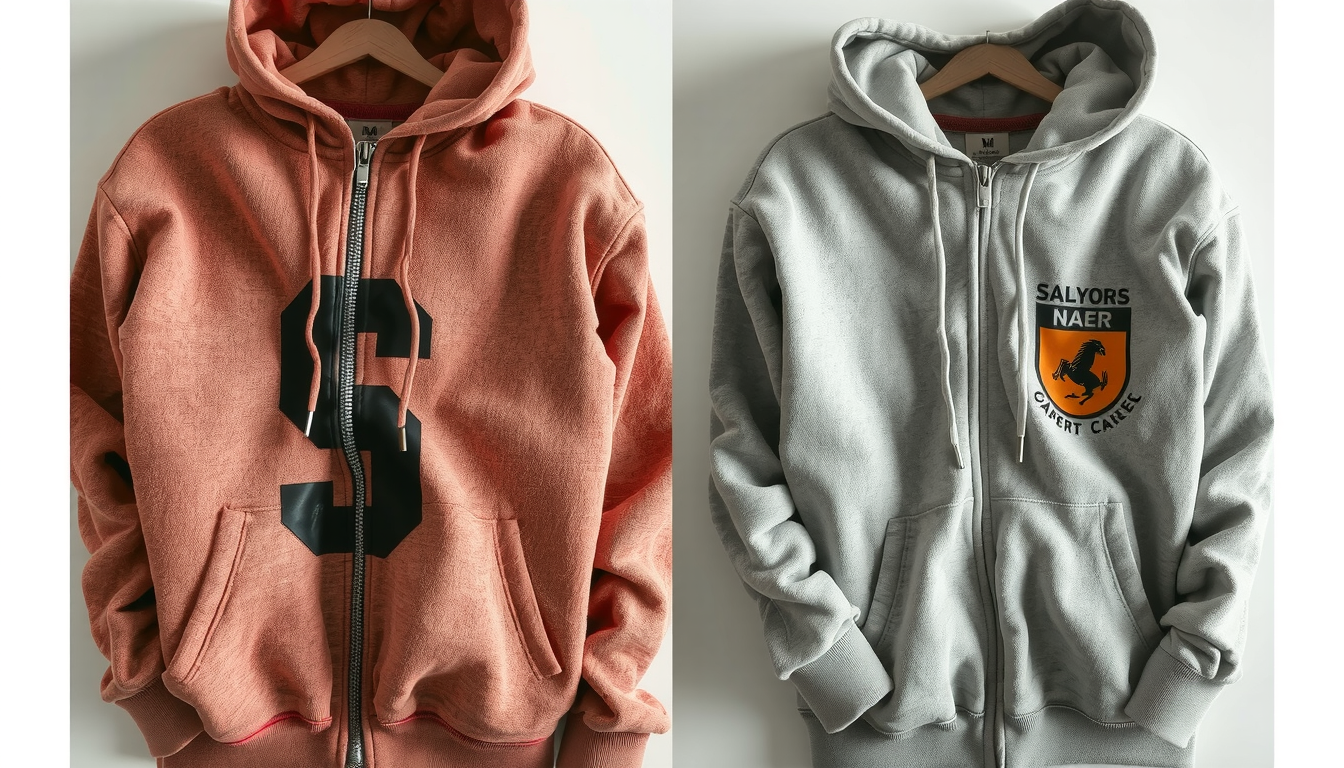 Cotton hoodie with graphic print turned inside out demonstrating proper shrinking technique protection.