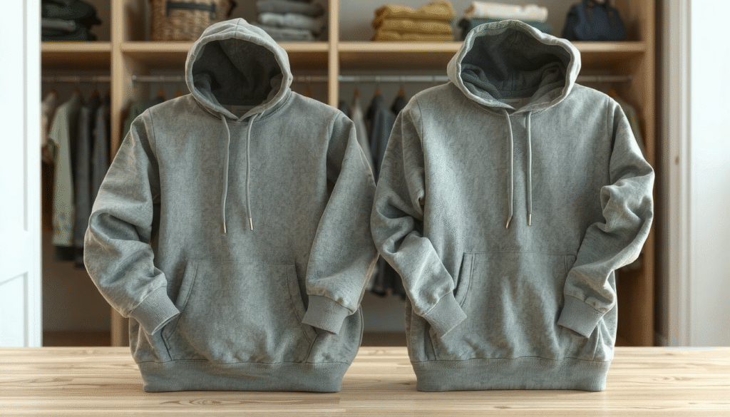 Step-by-step hoodie folding technique demonstration showing proper method to prevent wrinkles and save space
