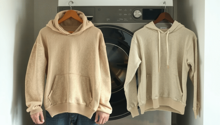Essentials hoodie being shrunk in washing machine for perfect fit tutorial