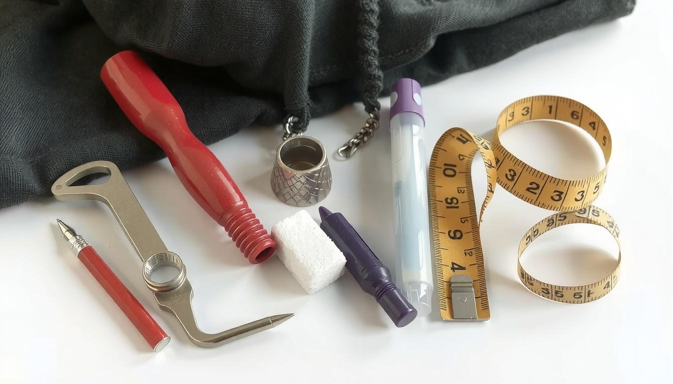 Essential sewing tools including seam ripper and thimble for attaching pictures to hoodies