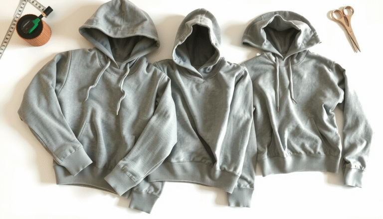 Hands cutting hoodie neckline with scissors showing how to modify sweatshirt collar style