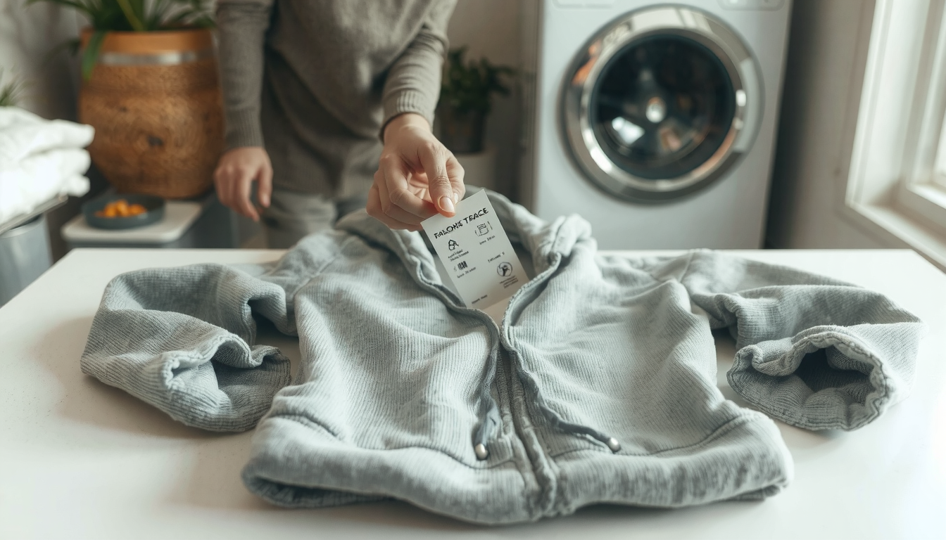 How to Resize a Hoodie: A Guide to Shrinking and Tailoring from the Pros 2 Checking hoodie care label tag before washing, learning how to make hoodie smaller safely