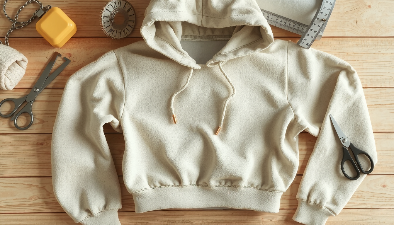 How to Transform a Hoodie Neck: An Expert's Guide to 3 Trendy Styles 2 Person cutting hoodie neckline on flat surface showing proper fabric preparation technique