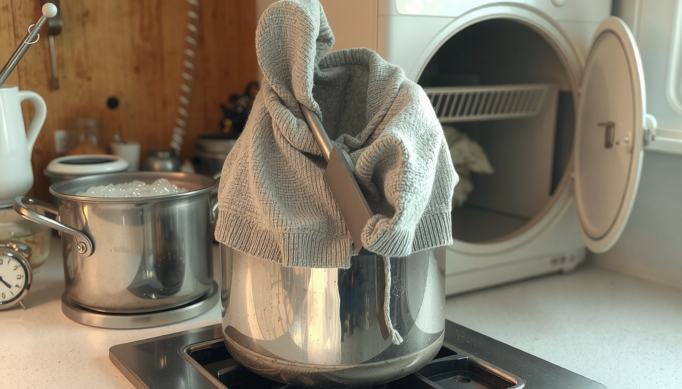 How to Resize a Hoodie: A Guide to Shrinking and Tailoring from the Pros 3 Person using tongs to remove hoodie from boiling water, how to make hoodie smaller.