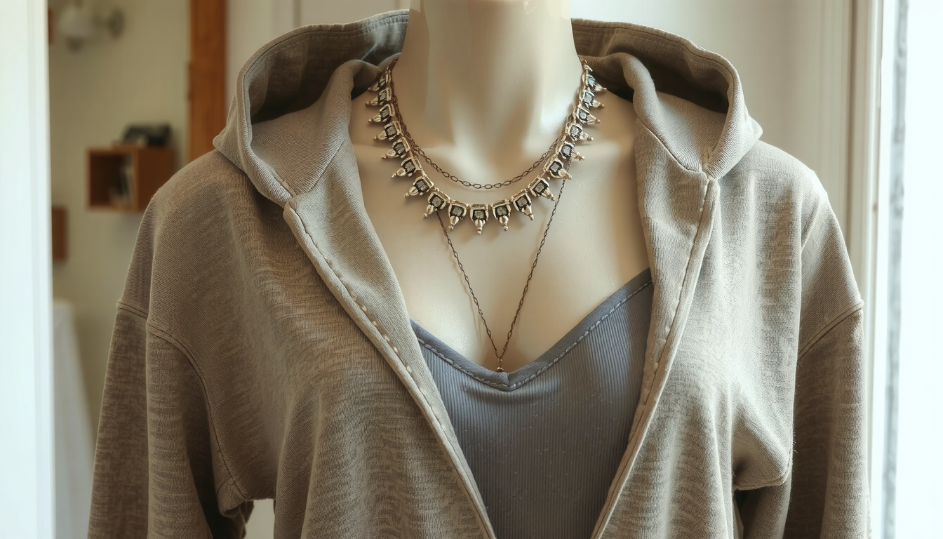 How to Transform a Hoodie Neck: An Expert's Guide to 3 Trendy Styles 4 Person wearing modified hoodie with cut V-neck styling showing layered look underneath