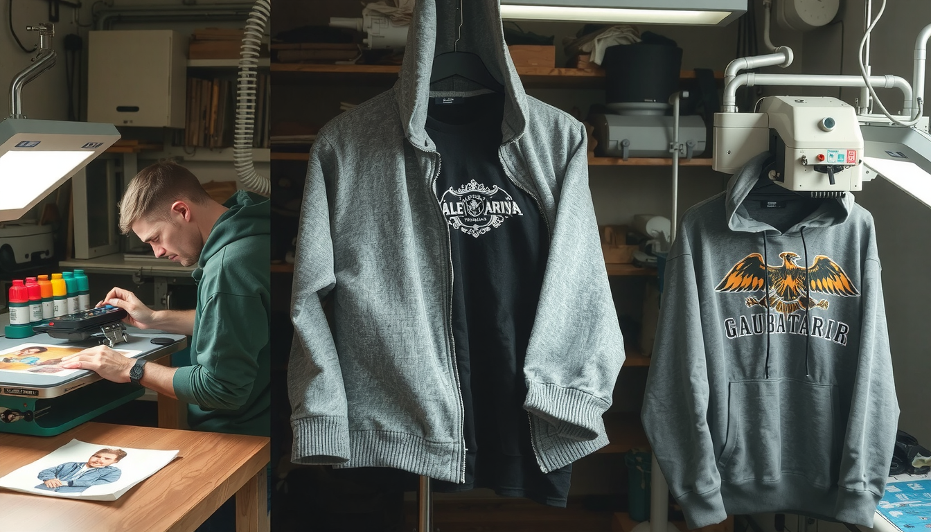 Custom hoodie printing methods comparison table showing screen printing, direct-to-garment, and embroidery options