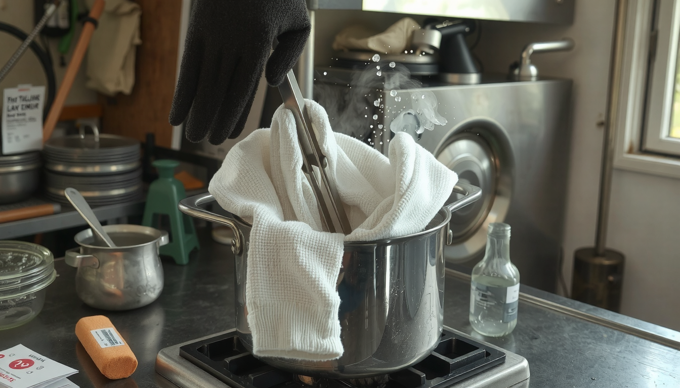 Boiling pot shrinking a stubborn hoodie, demonstrating how to make hoodies smaller method