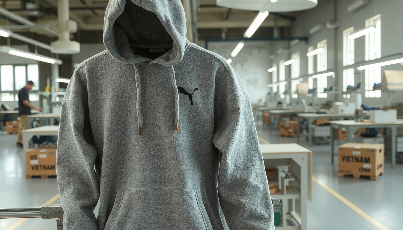 Global production map showing who makes essentials hoodie, with Vietnam, China highlighted