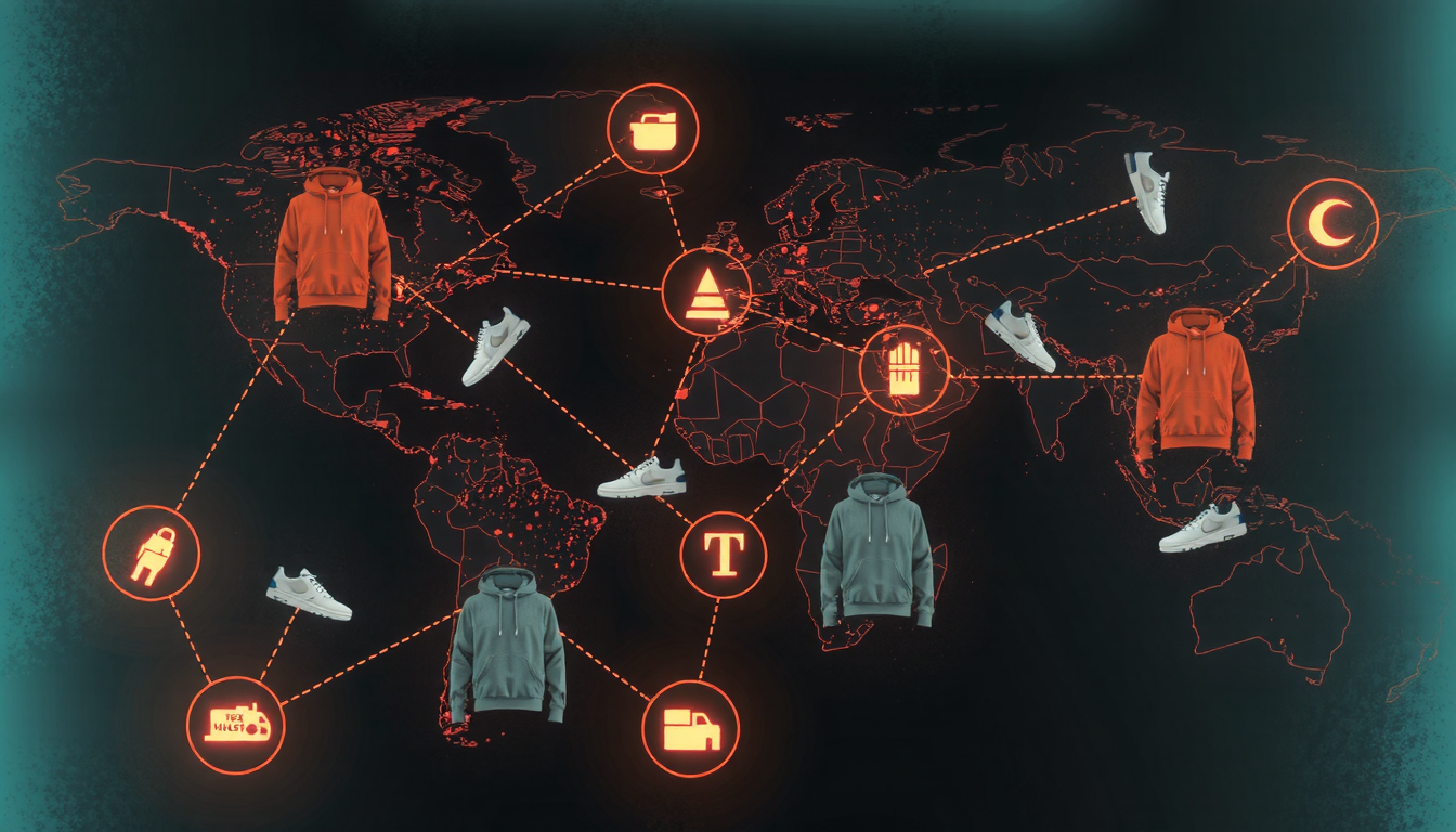 Streetwear manufacturing facilities in Portugal, China, and Turkey showcasing global production capabilities