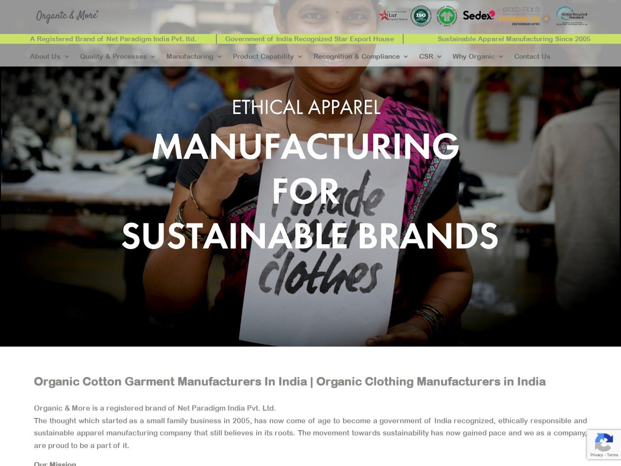 Organic & More clothing production India Organic & More clothing production India
