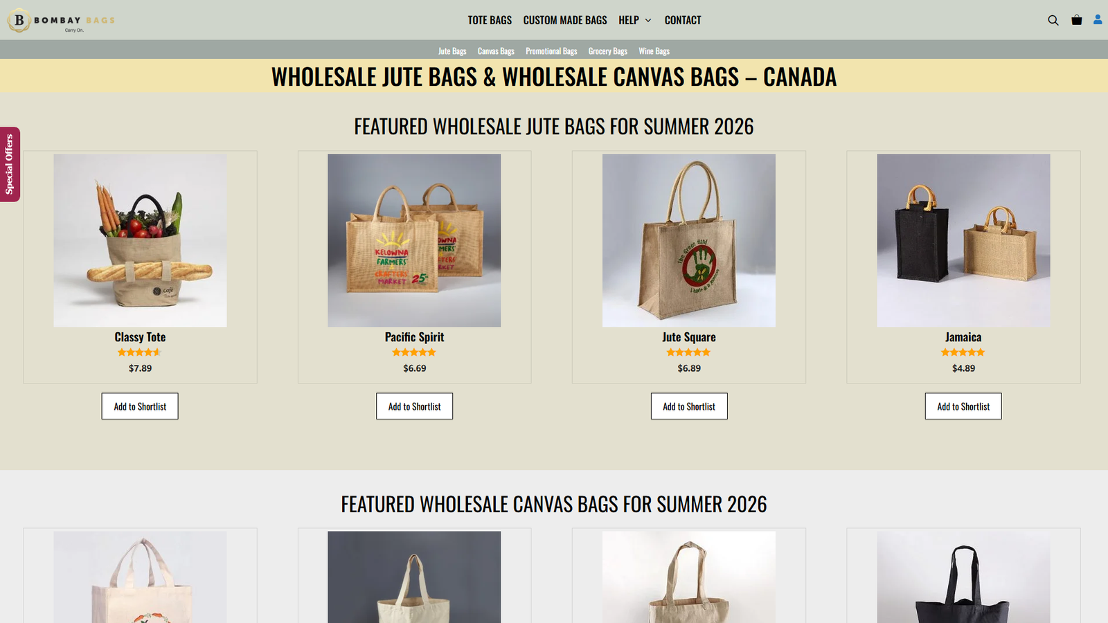 Bombay Bags fabric bags bulk