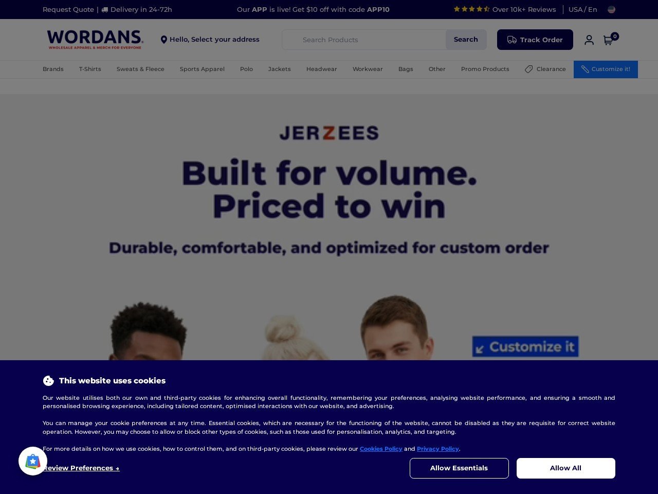 Wordans bulk embroidery garments