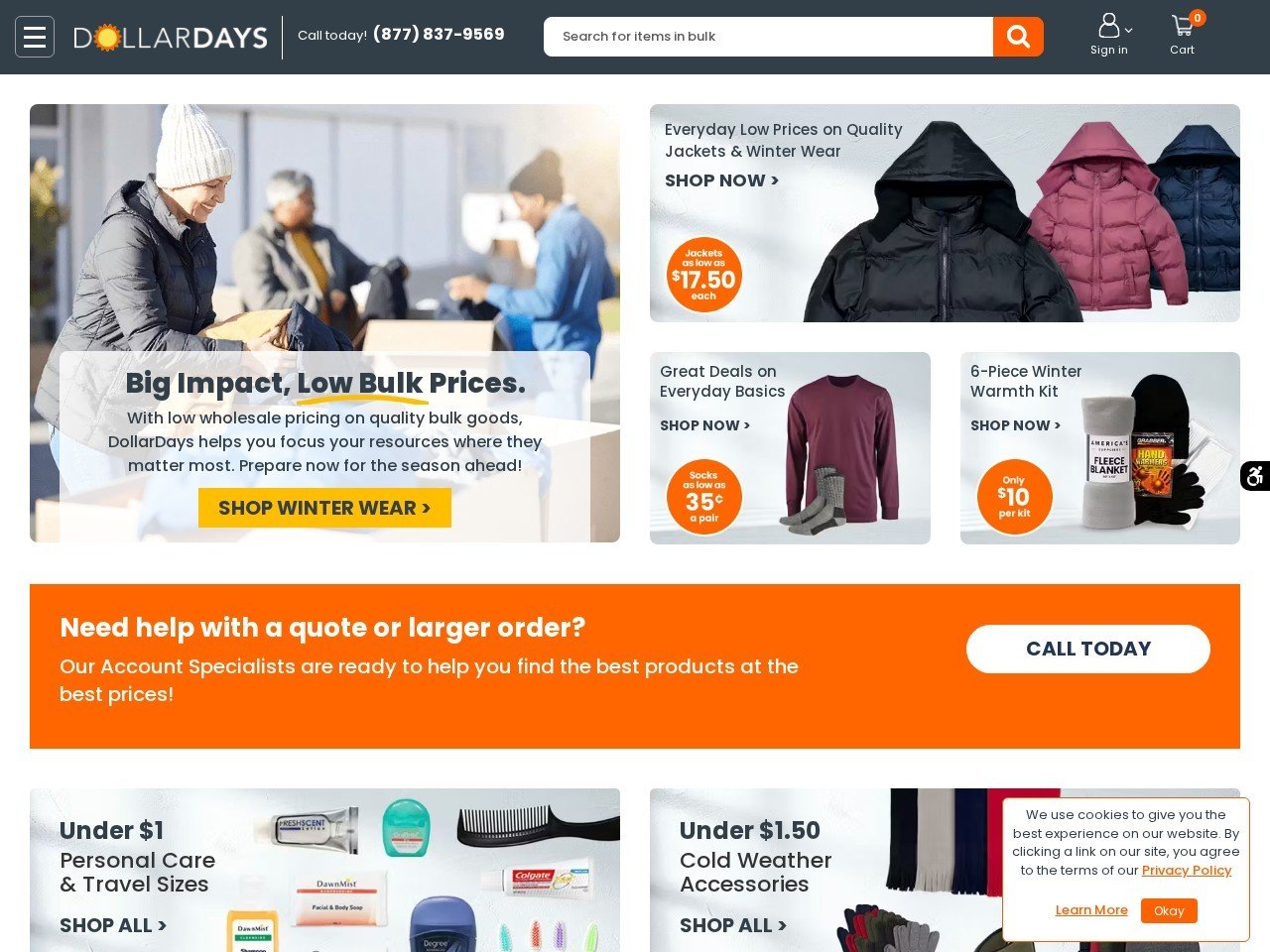 DollarDays economical clothing supplies