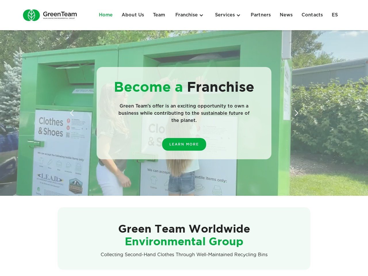 Green Team Worldwide Environmental Group pre-owned garments supply