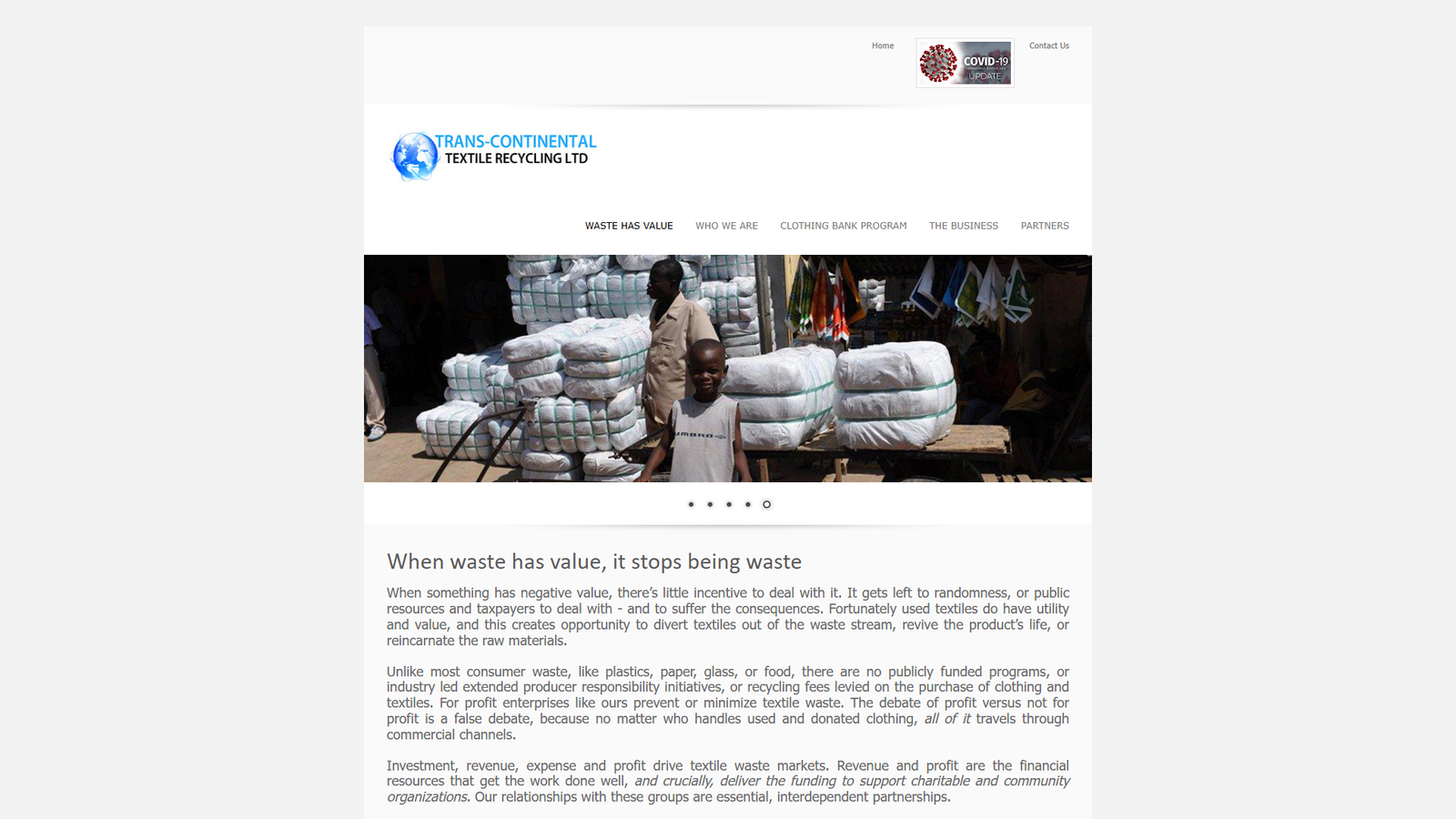 Trans-Continental Textile Recycling Ltd. pre-owned garments supplier