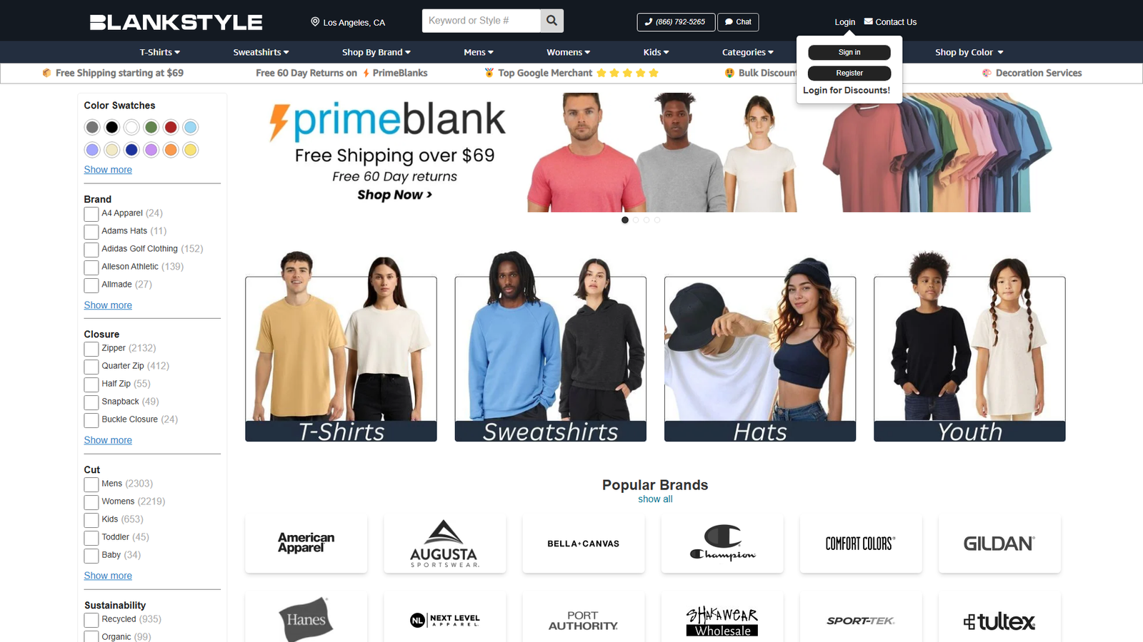 Blankstyle men's clothing distribution