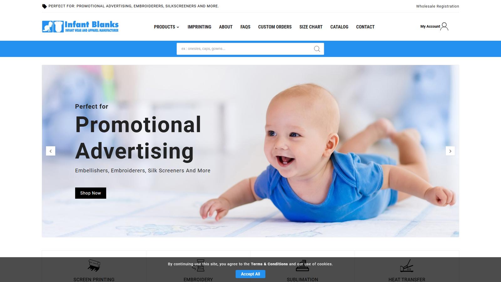 Infant Blanks children's clothing supply