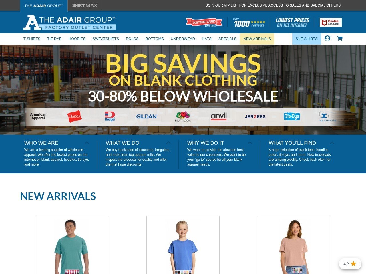 The Adair Group wholesale garment store