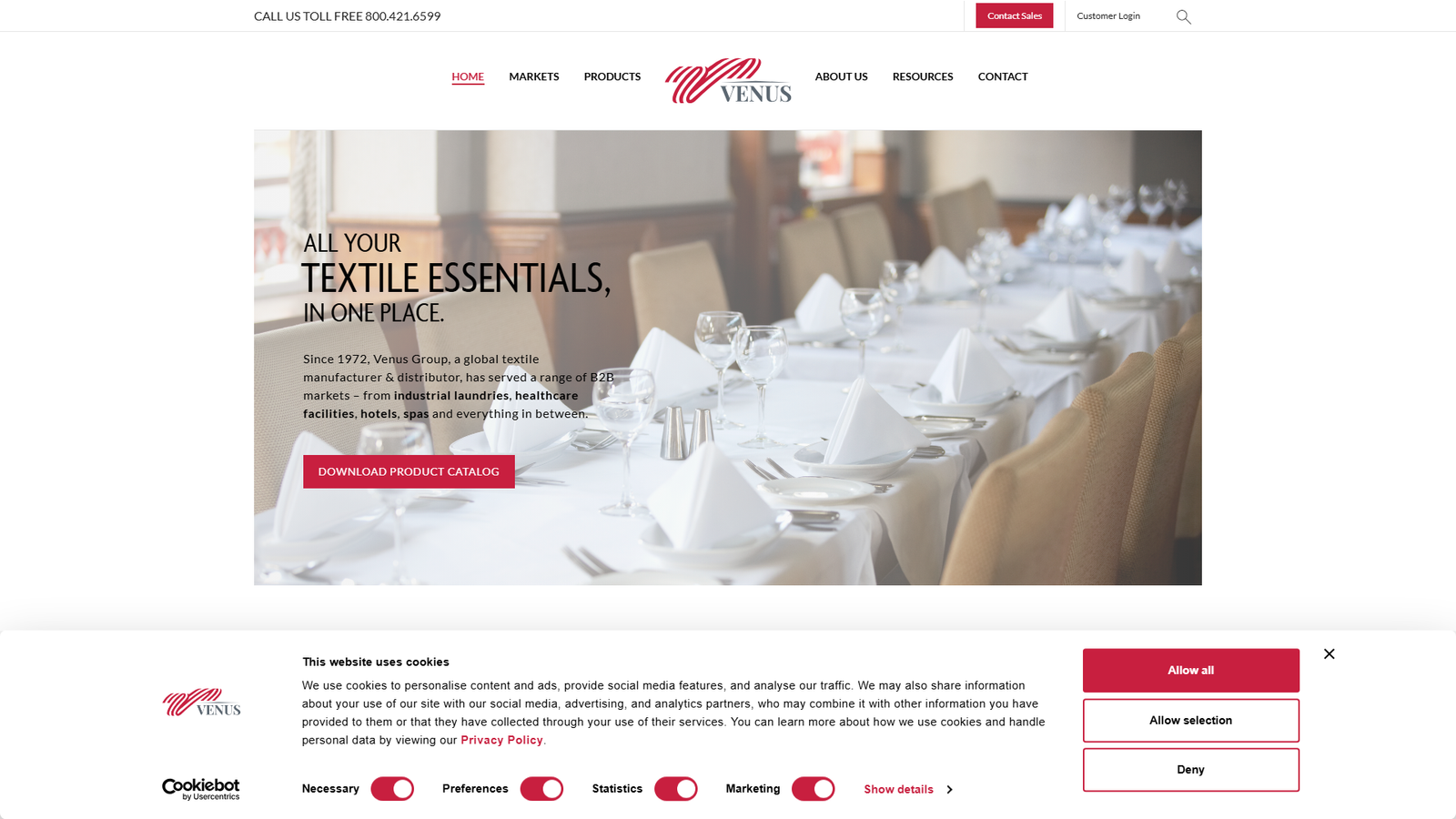 Venus Group fabric table accessories