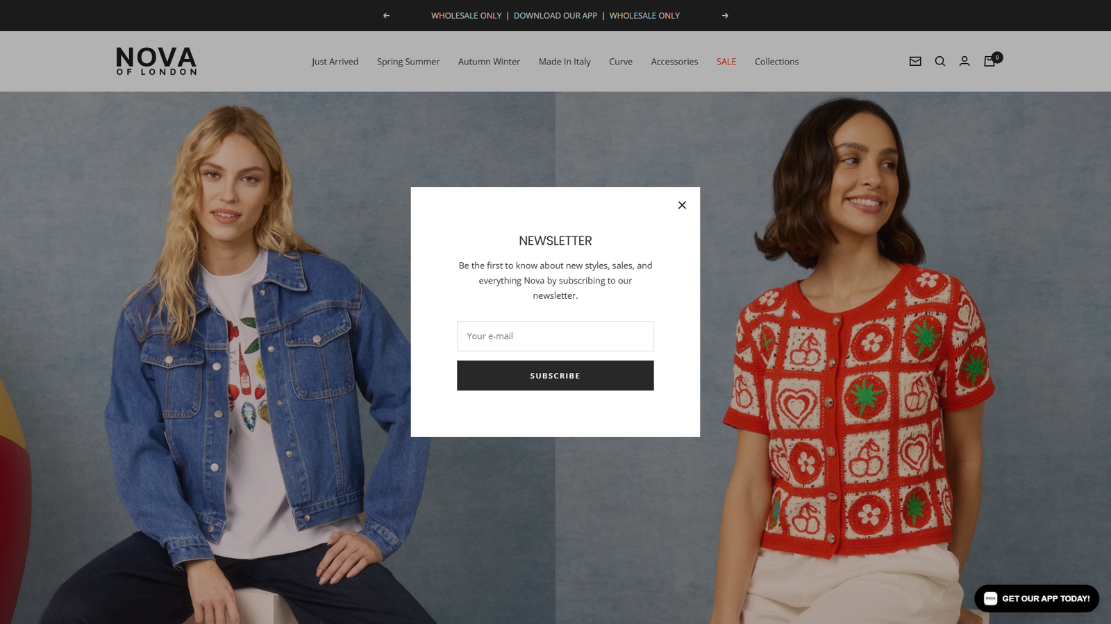 Nova of London exclusive clothing distributors