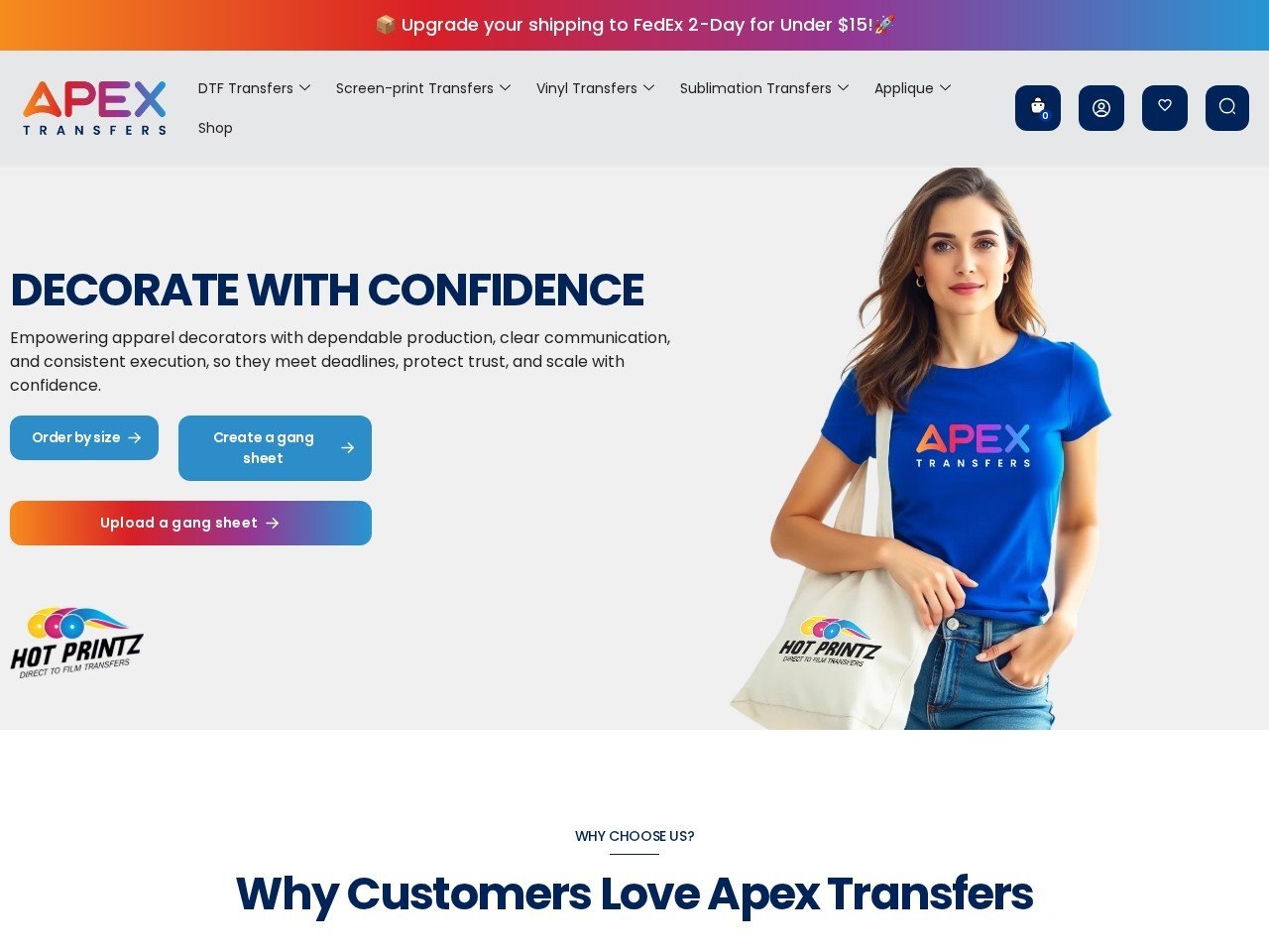 Apex Transfers vinyl printing wholesale