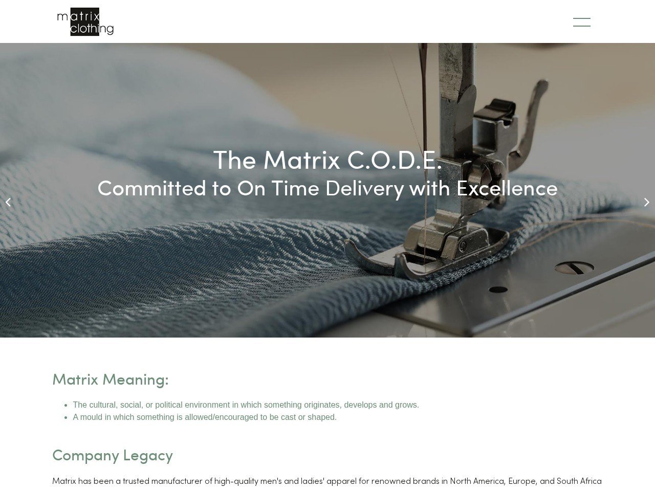 Matrix Clothing Ready-made garment companies