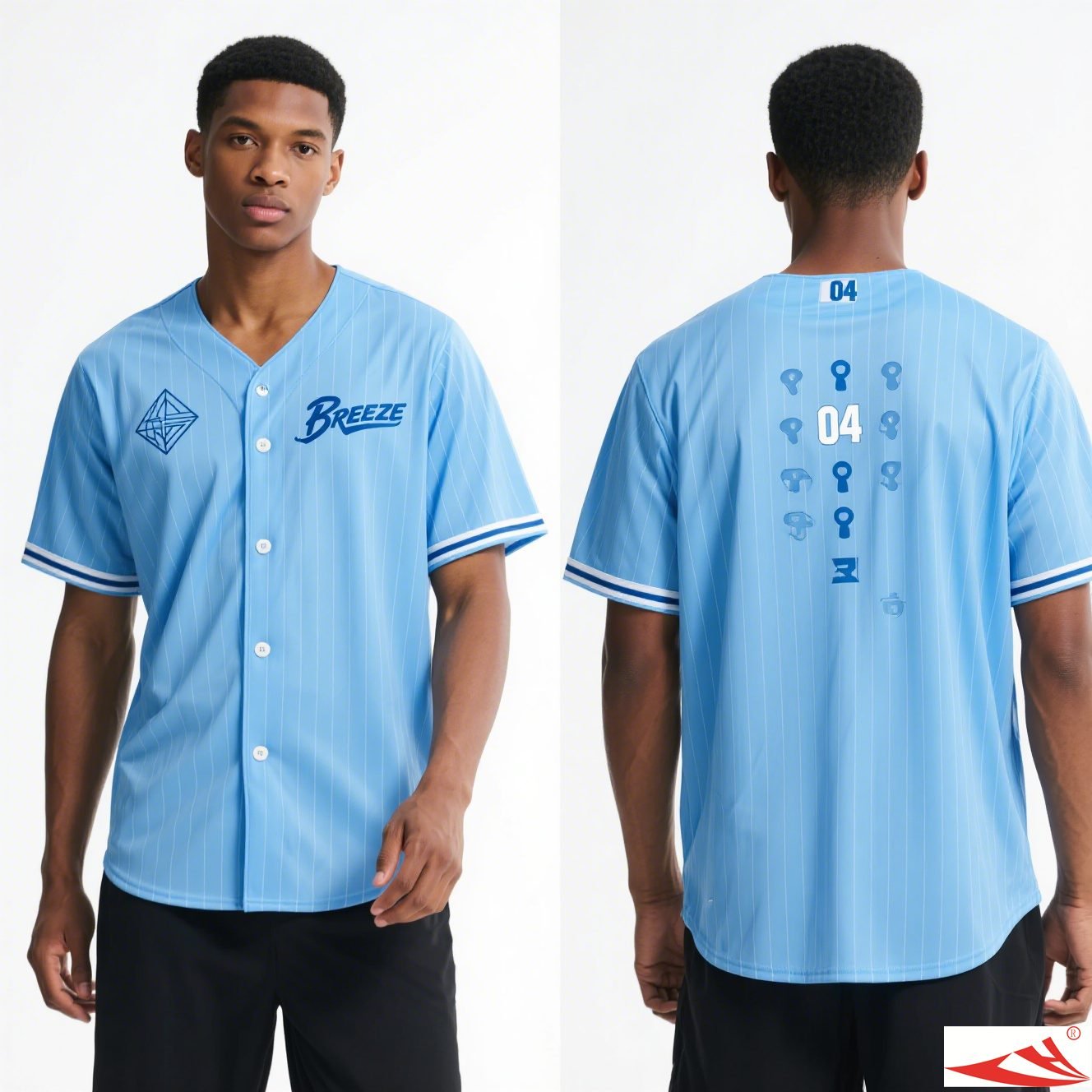 custom baseball jersey sublimated team button down pinstripe mesh — bb-jersey-27