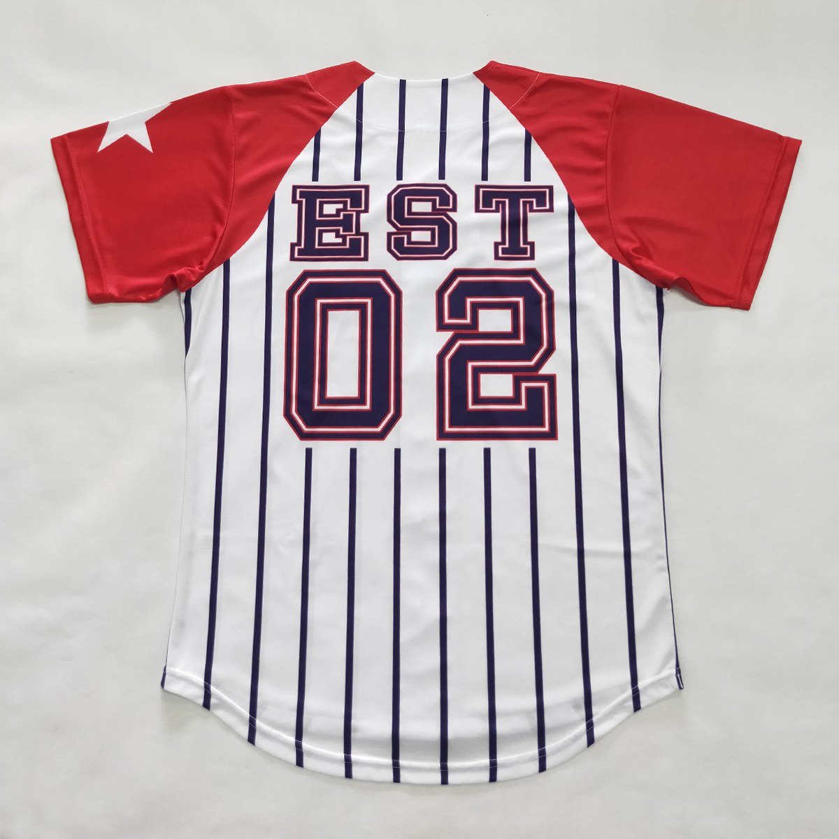 custom baseball jersey sublimated team button down pinstripe mesh — bb-jersey-4