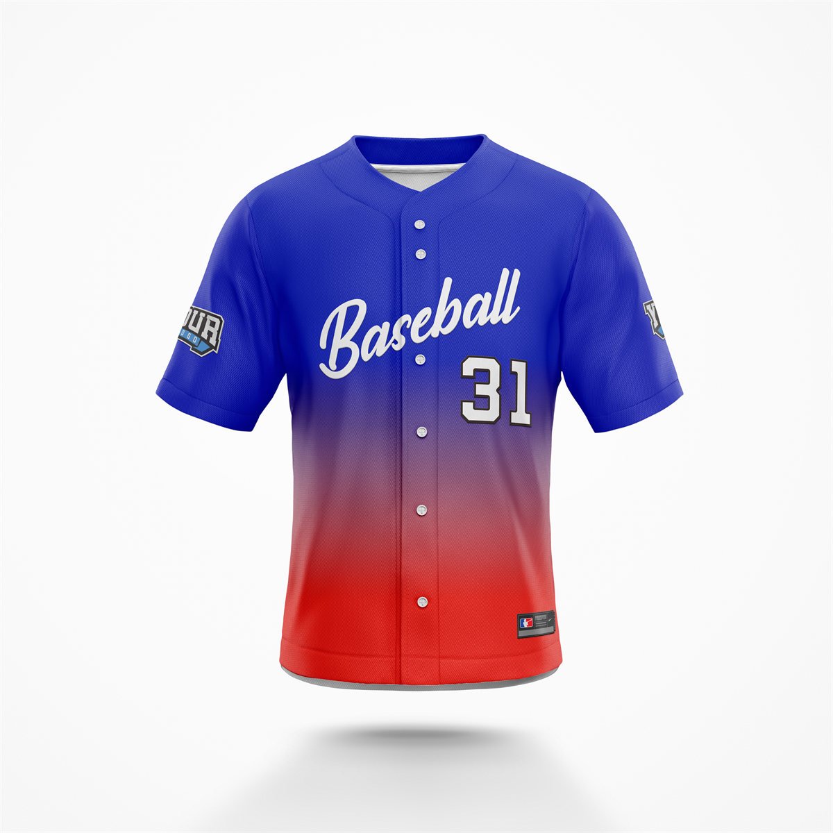 custom baseball jersey sublimated team button down pinstripe mesh — bb-jersey-44