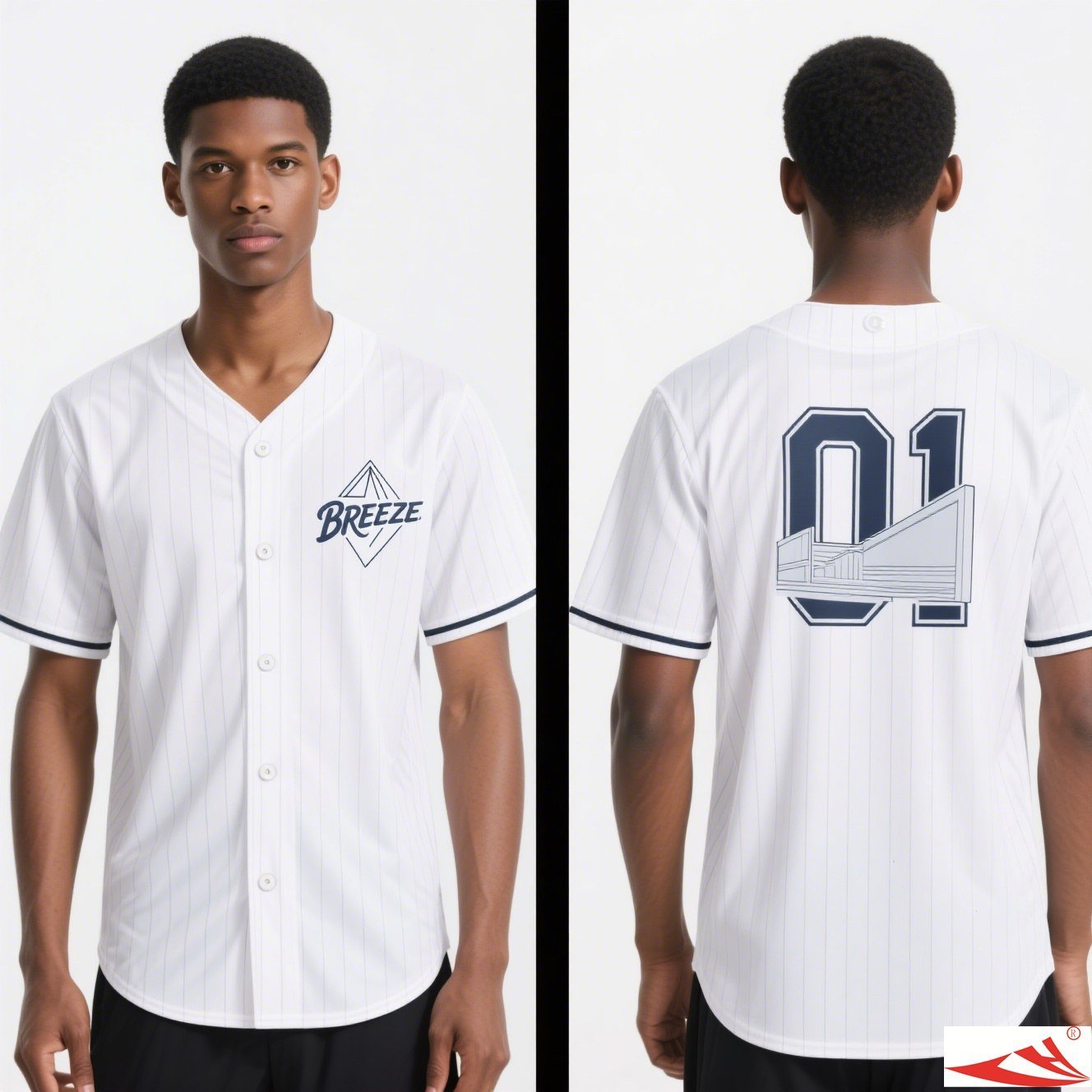custom baseball jersey sublimated team button down pinstripe mesh — bb-jersey-49