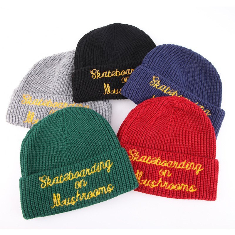 custom beanie knit hat cuffed pom winter beanie — headwear-beanie-34