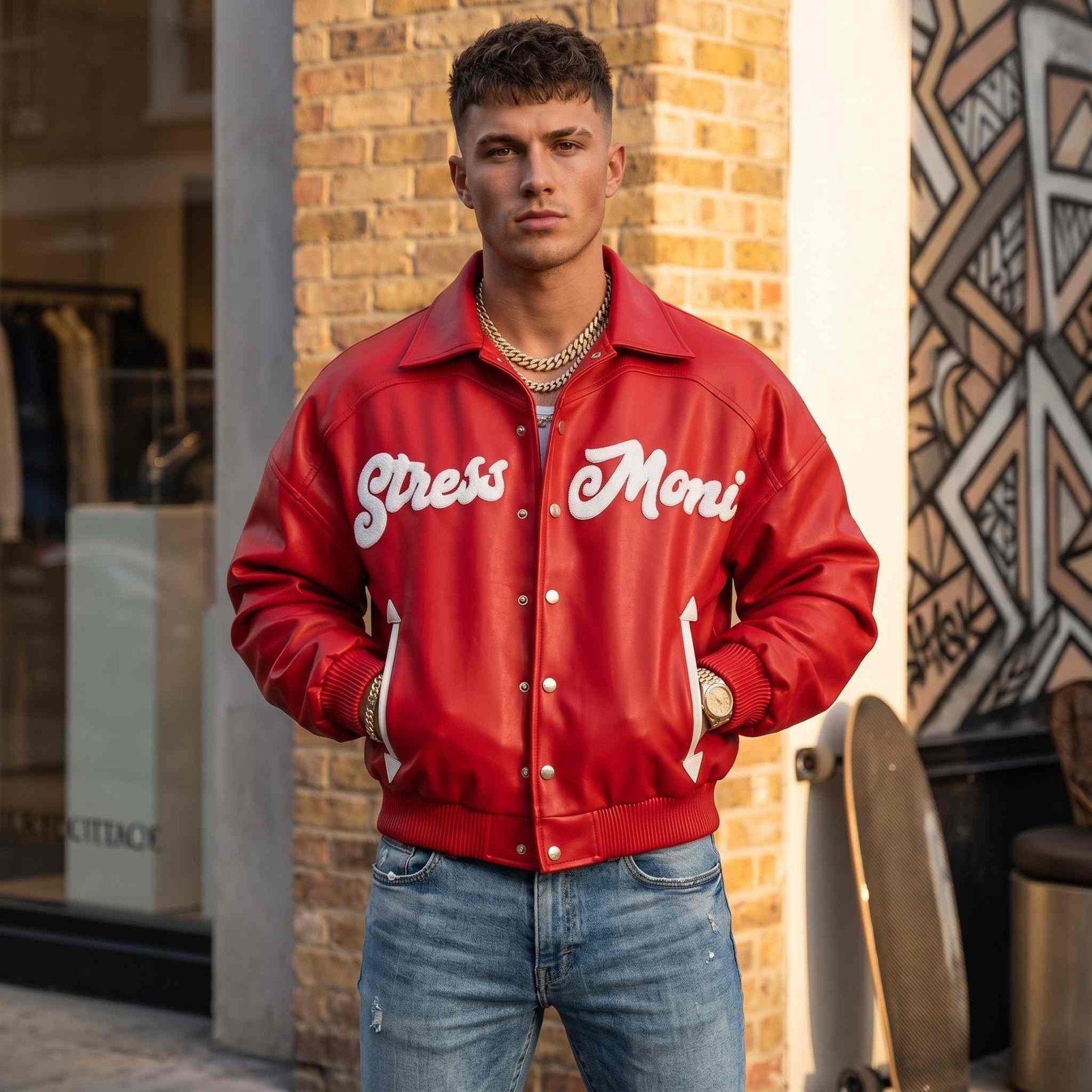 custom varsity letterman jacket wool body leather sleeves chenille — jacket-varsity-21