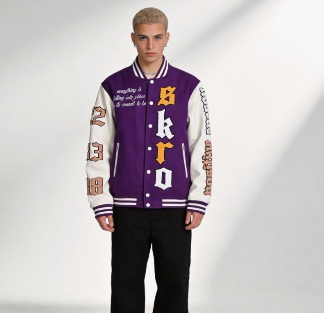 custom varsity letterman jacket wool body leather sleeves chenille — jacket-varsity-40