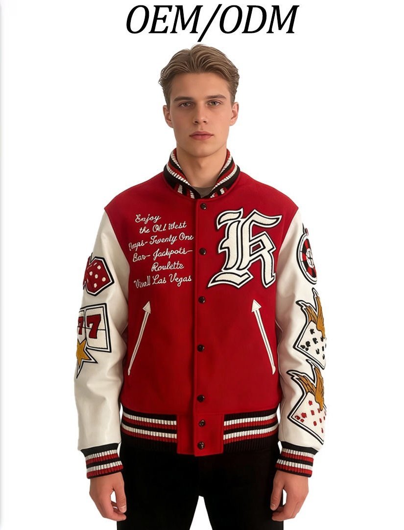 custom varsity letterman jacket wool body leather sleeves chenille — jacket-varsity-41