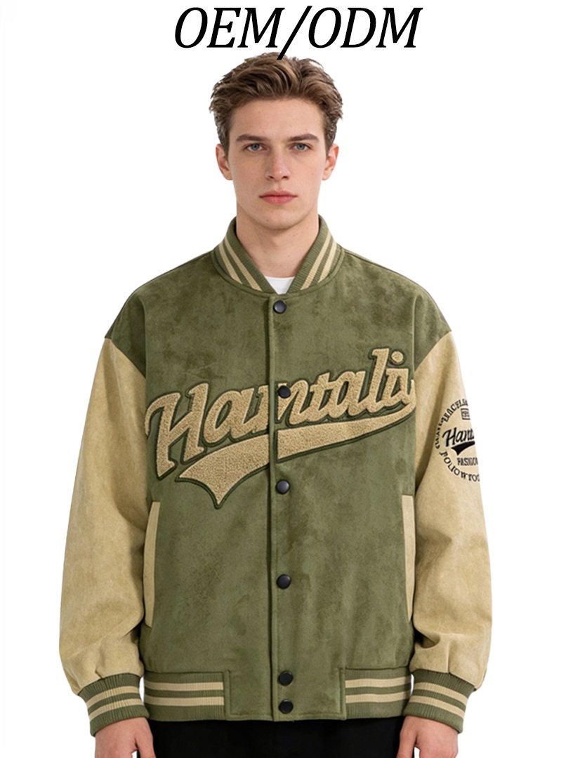 custom varsity letterman jacket wool body leather sleeves chenille — jacket-varsity-42