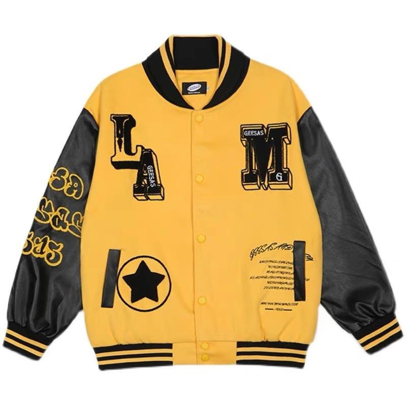 custom varsity letterman jacket wool body leather sleeves chenille — jacket-varsity-43