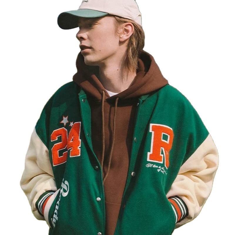 custom varsity letterman jacket wool body leather sleeves chenille — jacket-varsity-44