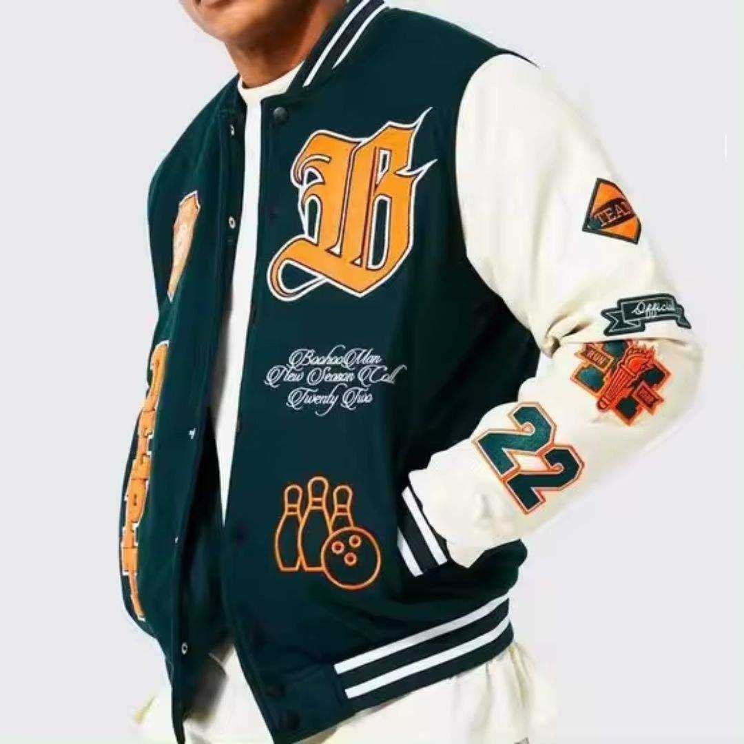 custom varsity letterman jacket wool body leather sleeves chenille — jacket-varsity-45