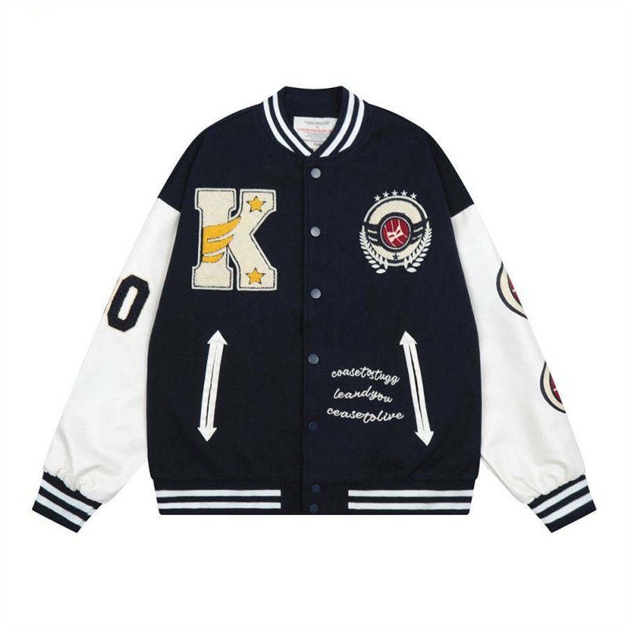custom varsity letterman jacket wool body leather sleeves chenille — jacket-varsity-7