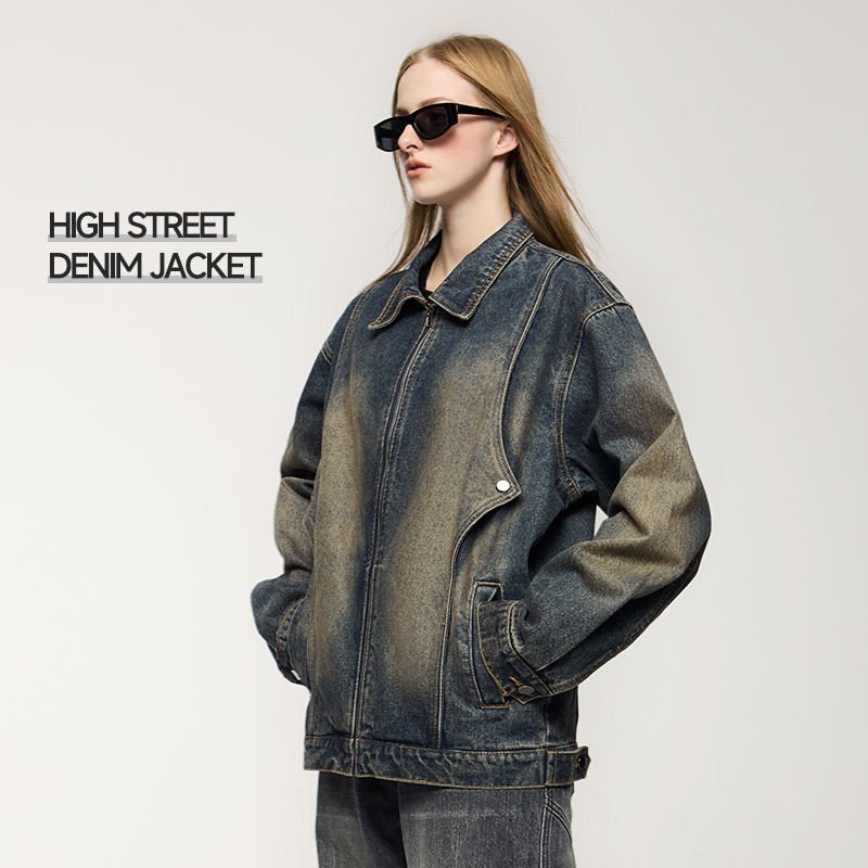 denim jacket custom oversized distressed sherpa lined denim — jacket-denim-17