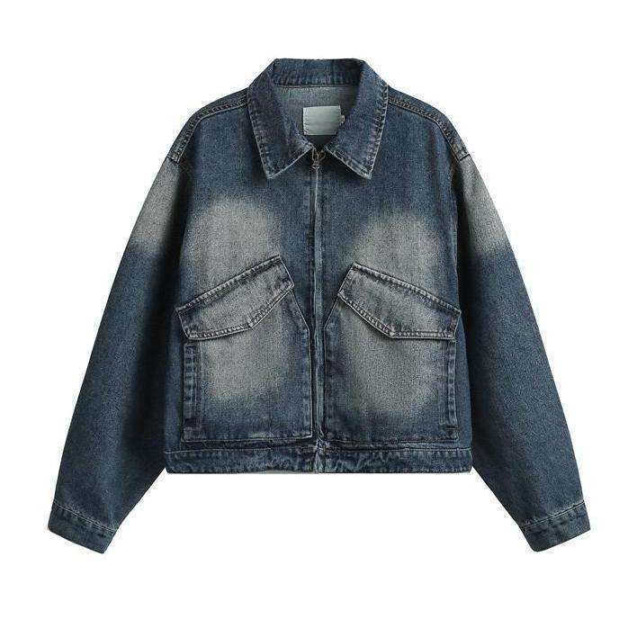 denim jacket custom oversized distressed sherpa lined denim — jacket-denim-19