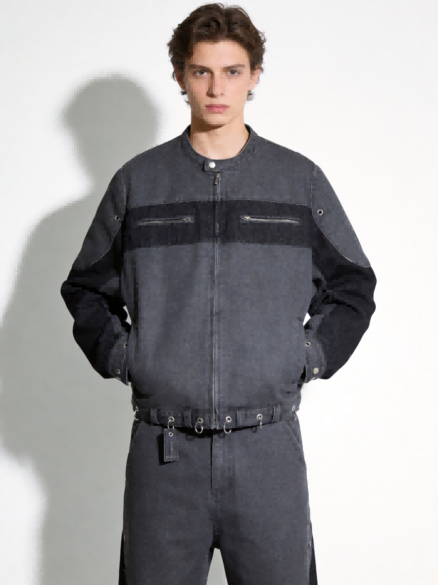 denim jacket custom oversized distressed sherpa lined denim — jacket-denim-25