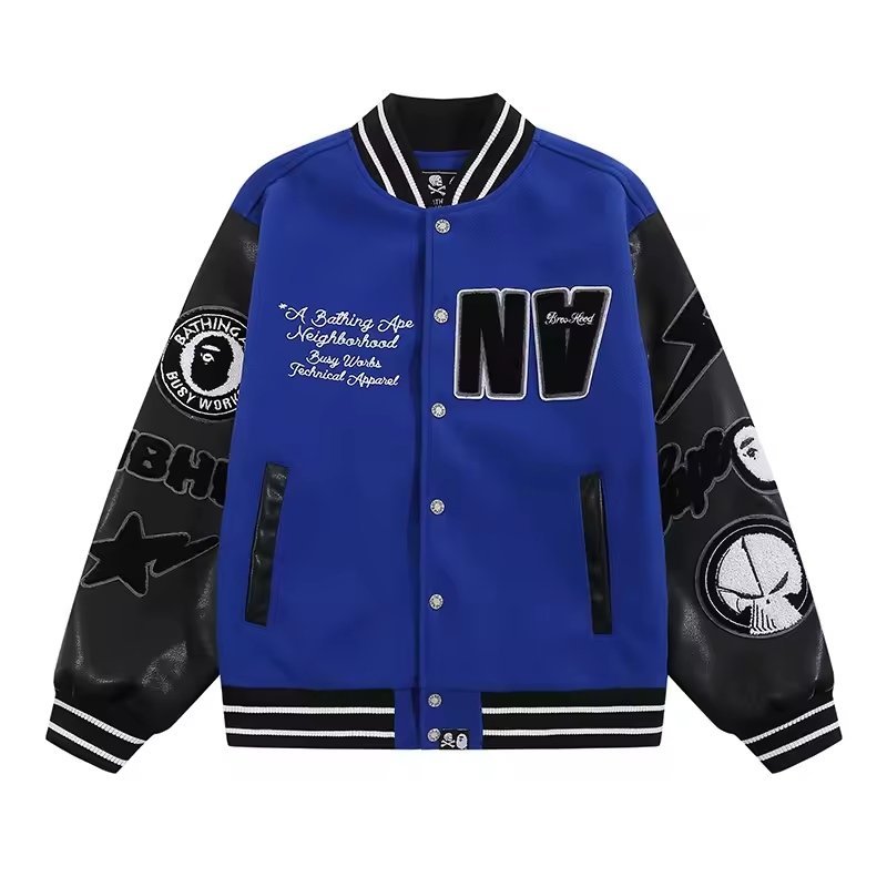 custom varsity letterman jacket wool body leather sleeves chenille — jacket-varsity-14